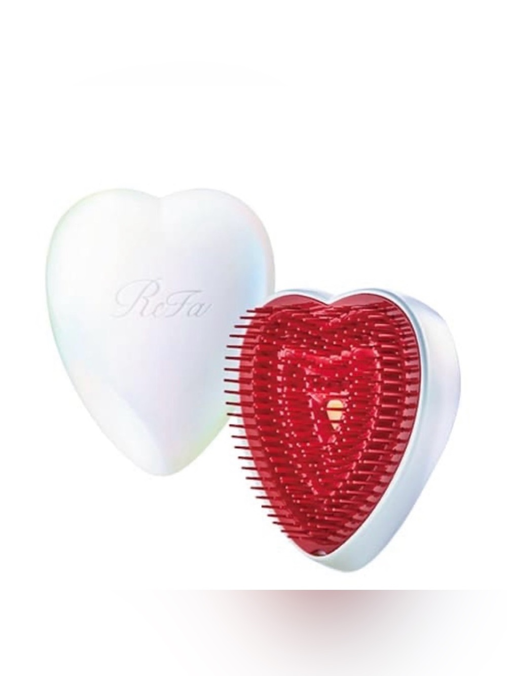 ReFa Heart Hair Brush Polishing, Detangling Pocket - White & Red